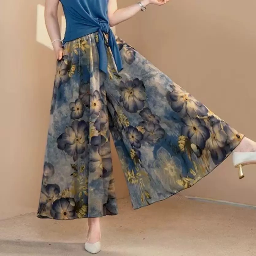 💝Buy 2 get 2 free🔥2025🔥 Brand new super promotion 199 pieces National color Tianxiang skirt pants casual pants women 2025 new half-length skirt loose chiffon Western style big swing pants skirt