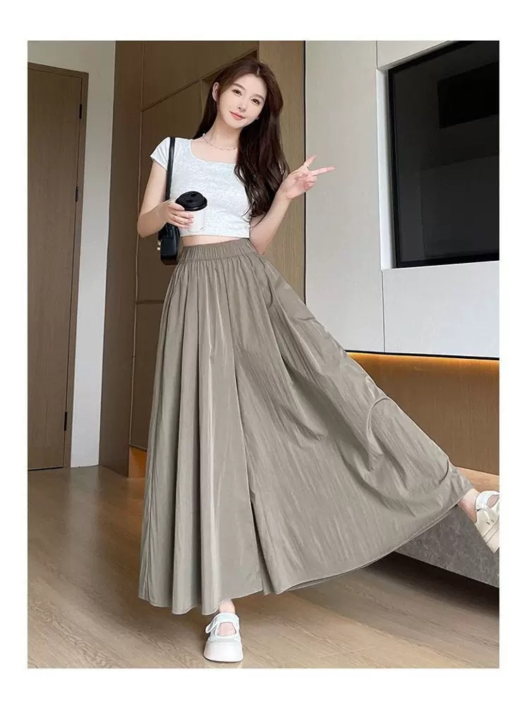💝Buy 2 get 2 free🔥2025🔥 Brand new super sale 100 pieces Yamamoto skirt pants women summer 2025 new high waist slim a-line skirt casual ice silk wide leg pants