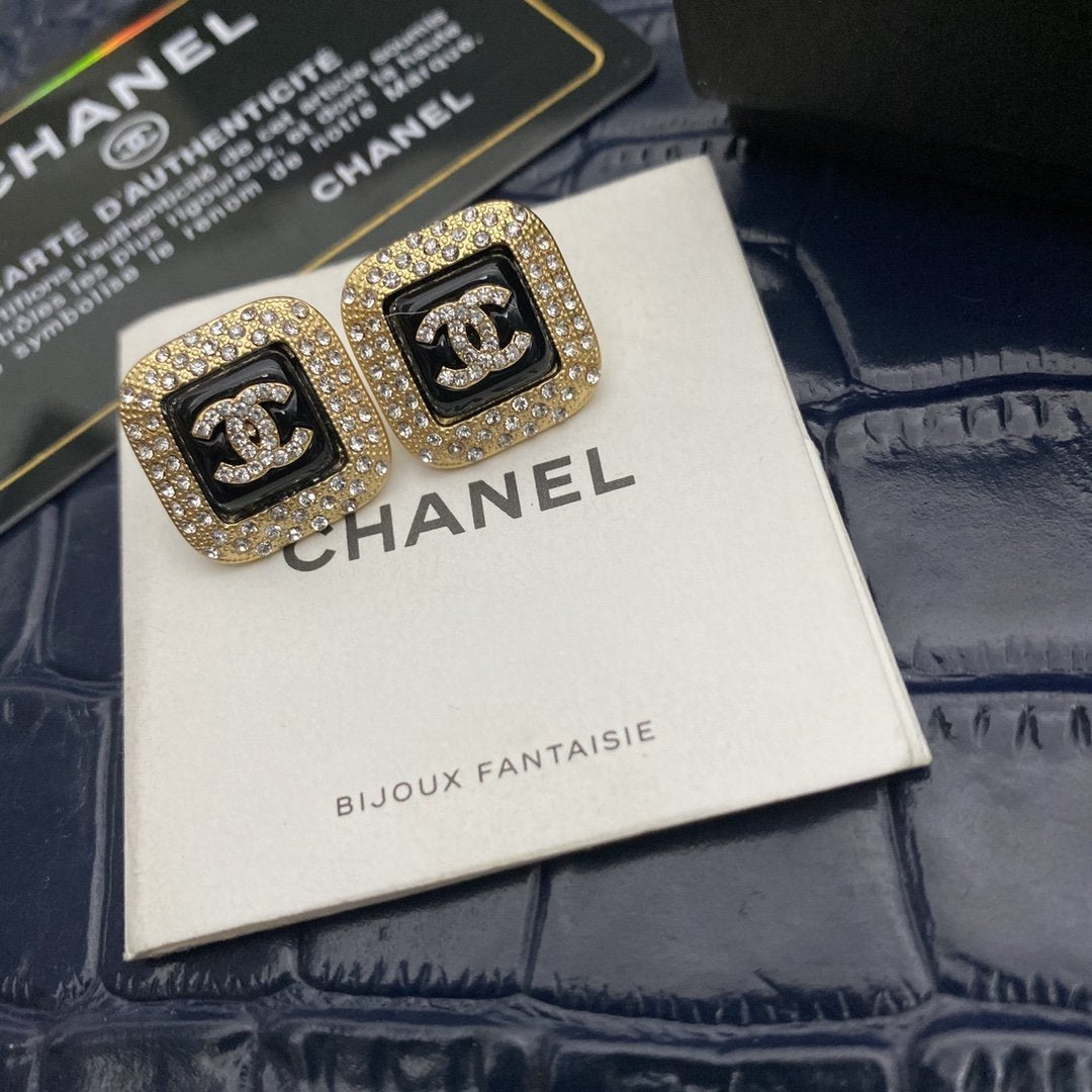 Candy Color Square Rhinestone Stud Earrings