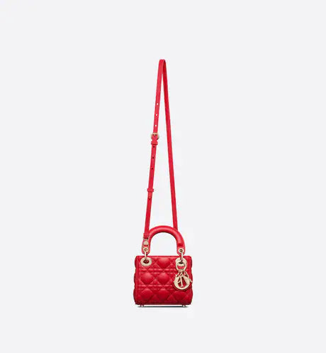 MICRO LADY DIOR BAG Scarlet Red Cannage Lambskin