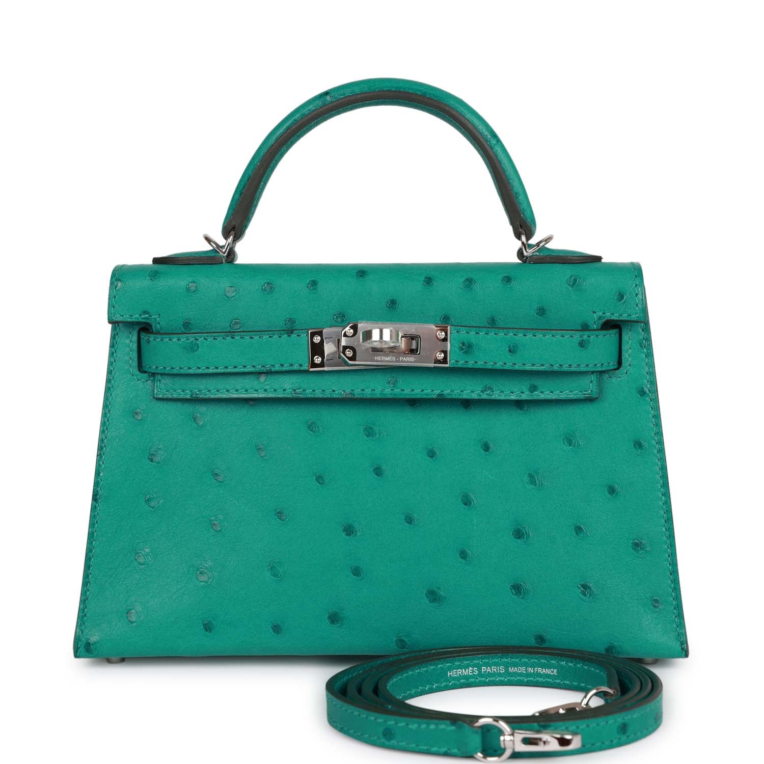 Hermès Kelly Sellier 20 Vert Verone Ostrich Palladium Hardware