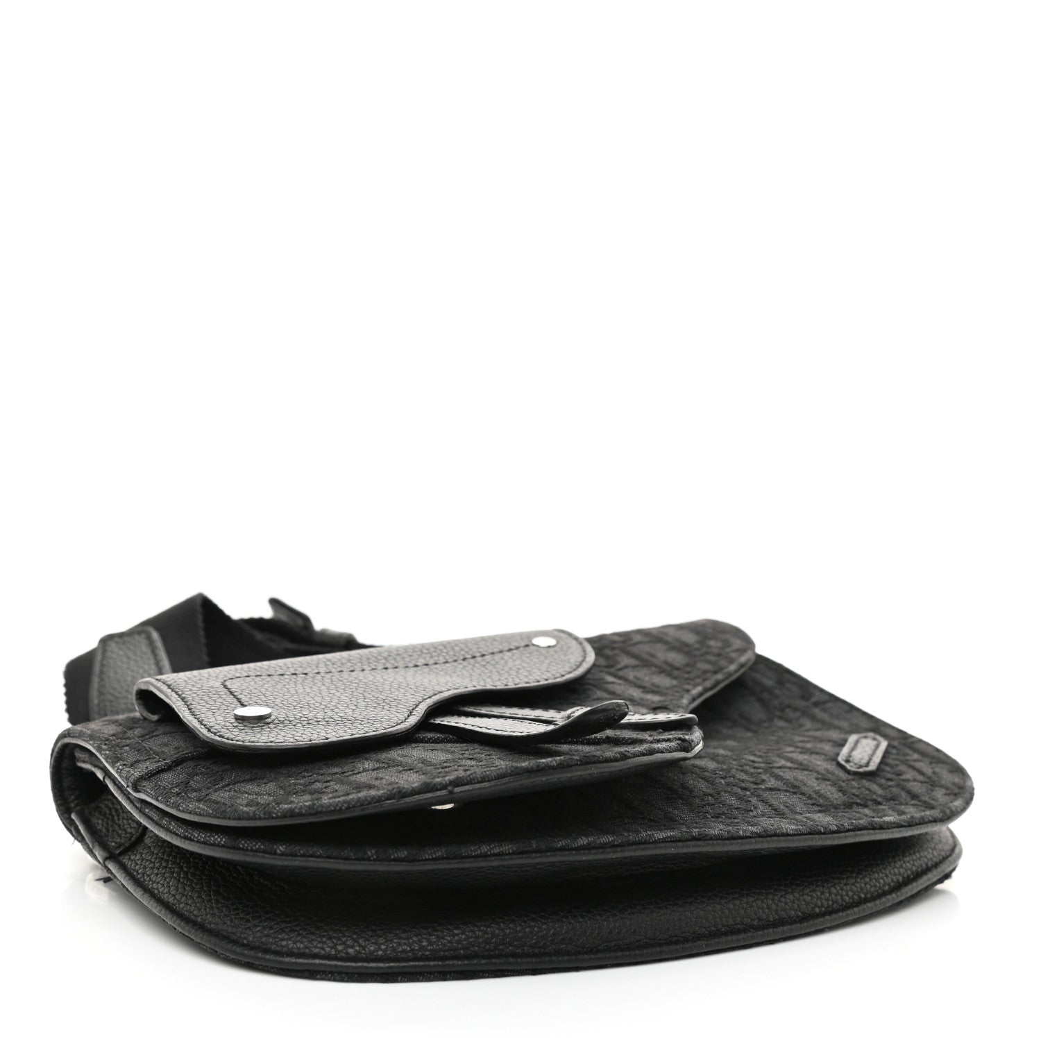 CHRISTIAN DIOR Oblique Saddle Messenger Bag Blue Black