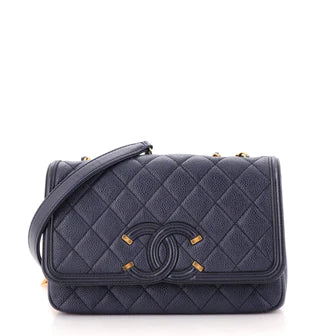 Chanel Filigree Flap Bag Quilted Caviar Small