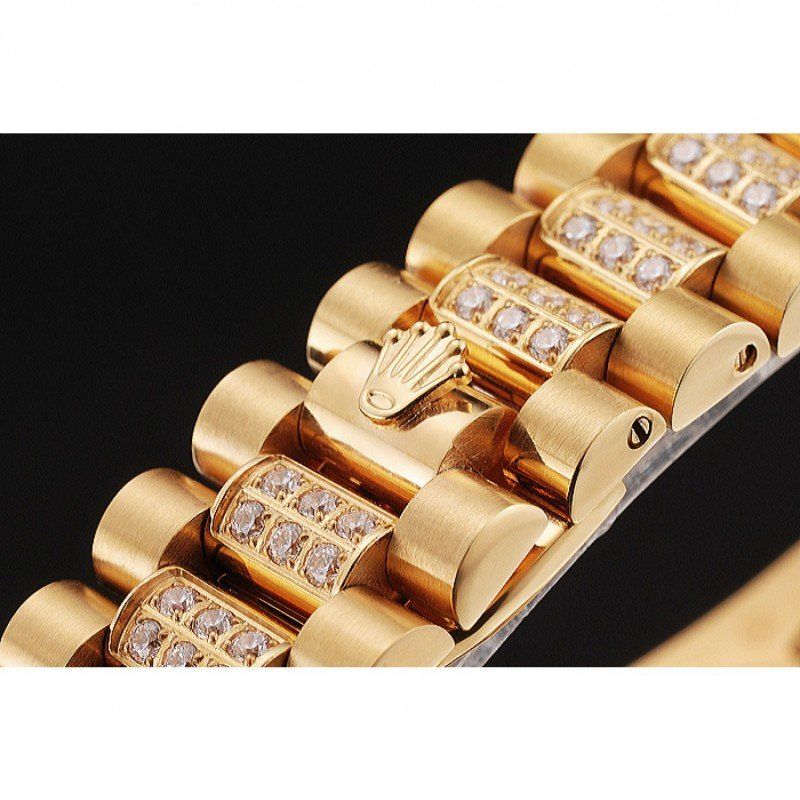 Swiss Rolex Day-Date Yellow Gold Diamond Pave
