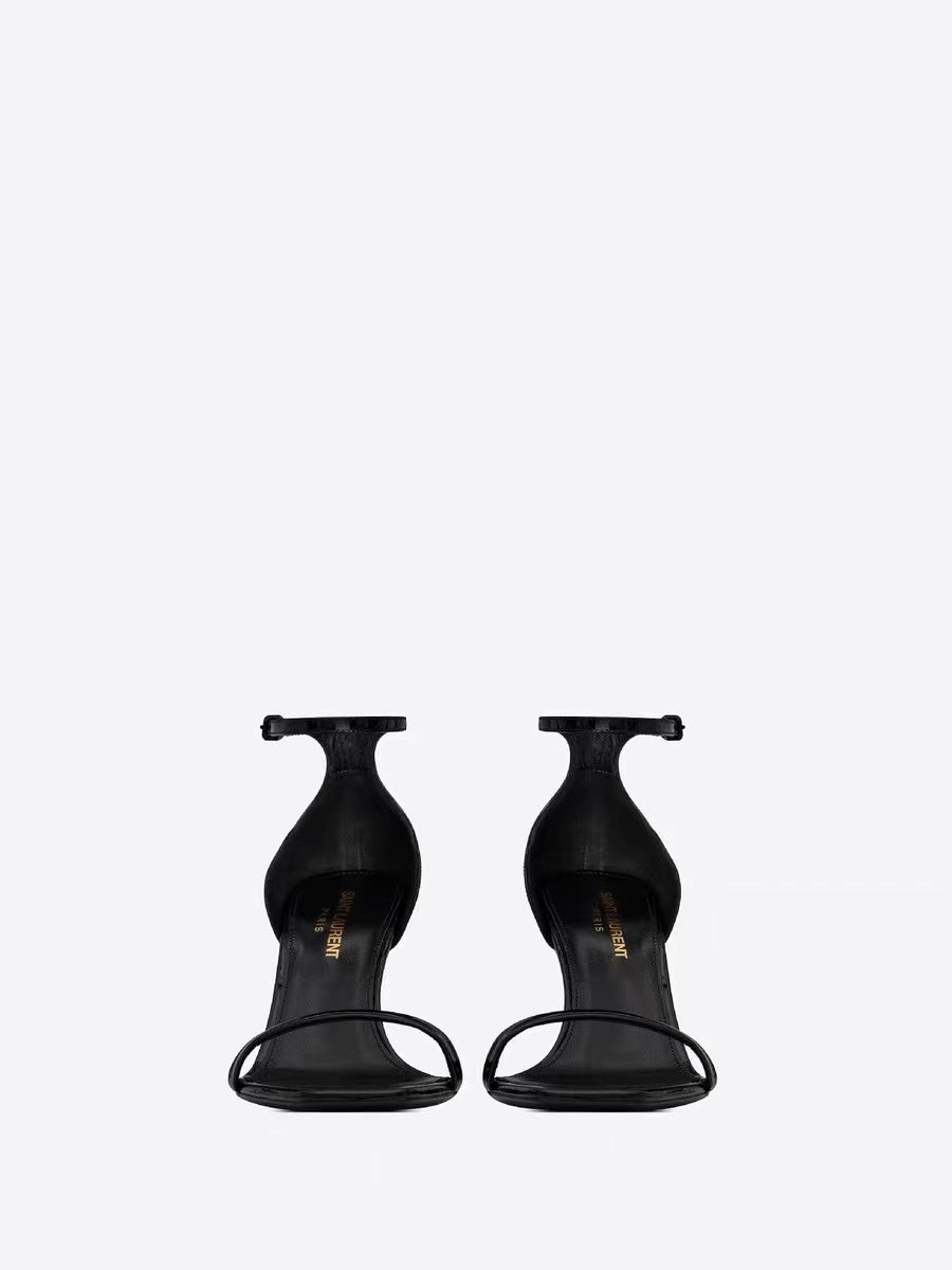 Black patent leather high heels