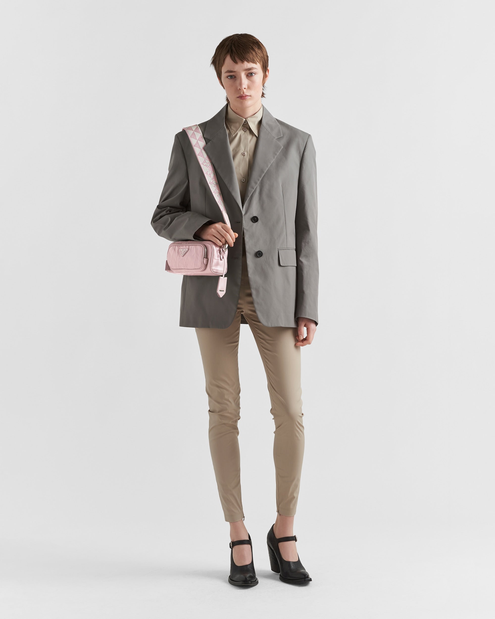 Prada Nappa antique leather multi-pocket shoulder bag - Alabaster Pink