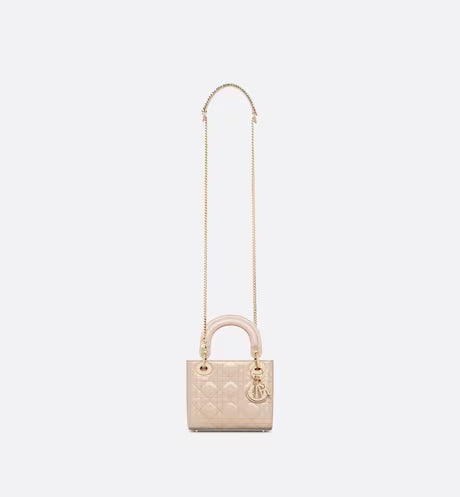 MINI LADY DIOR BAG Aesthetic Beige Patent Cannage Calfskin