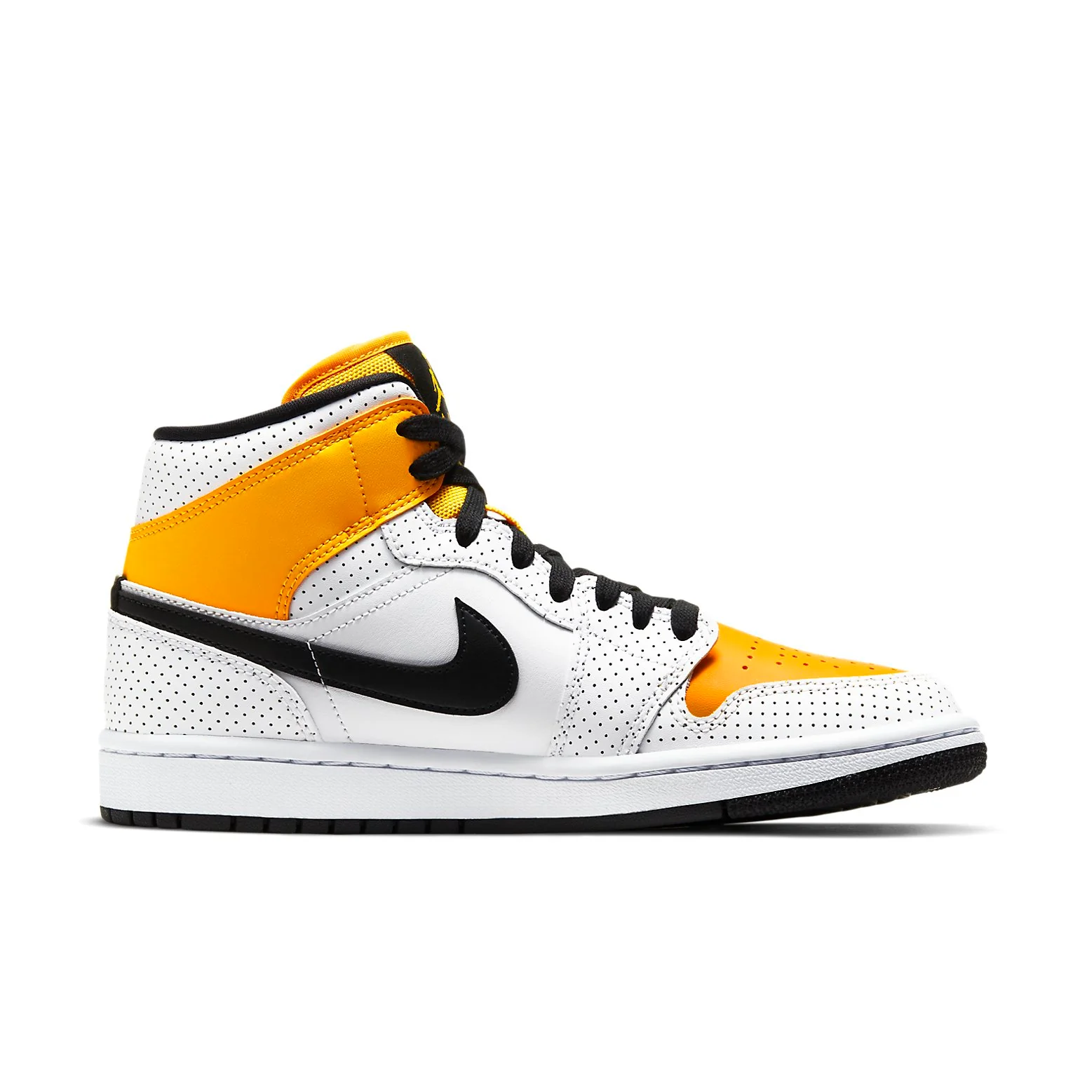 (WMNS) Air Jordan 1 Mid 'Perforated - White University Gold' BQ6472-107