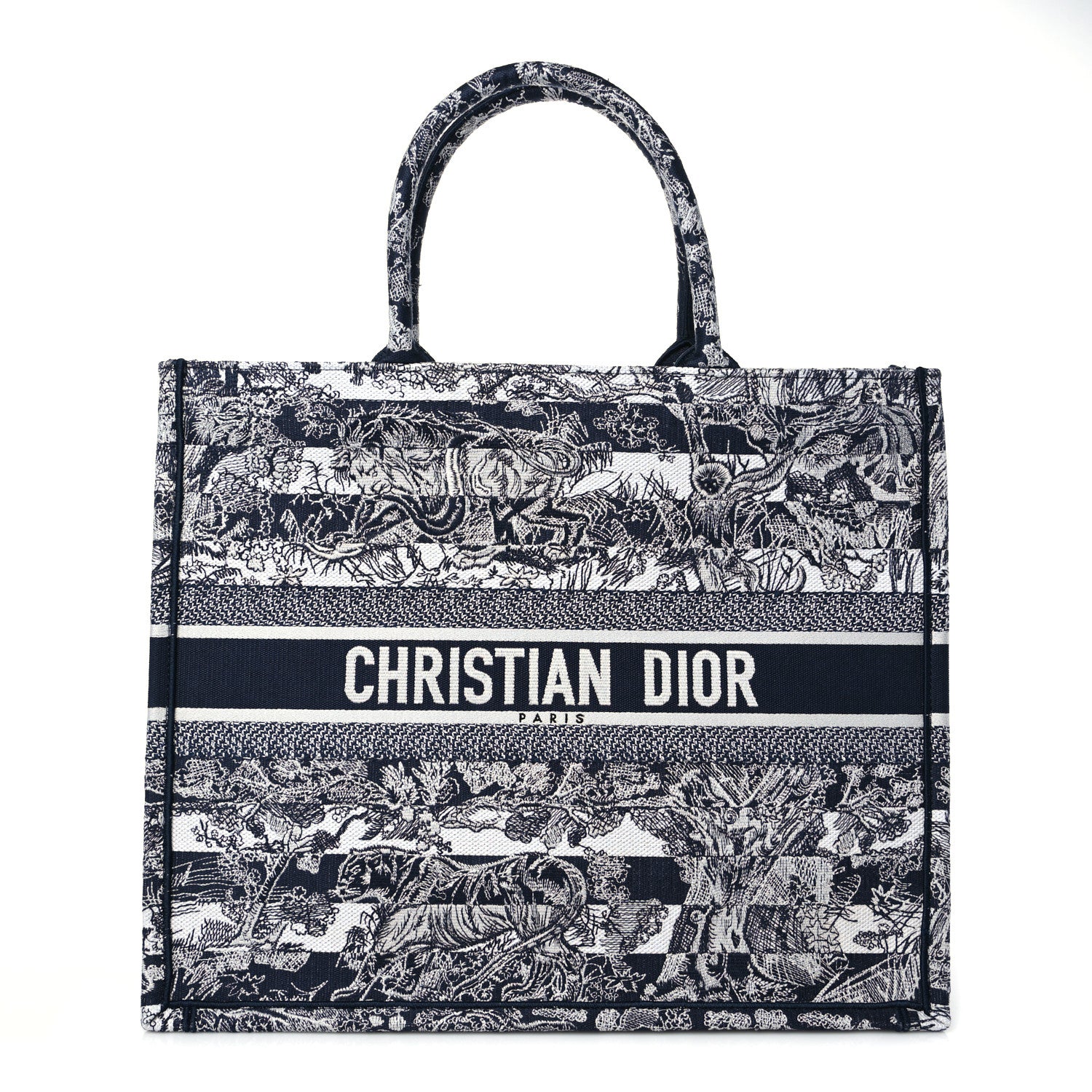CHRISTIAN DIOR Canvas Embroidered Large Dioriviera Toile De Jouy Book Tote Blue