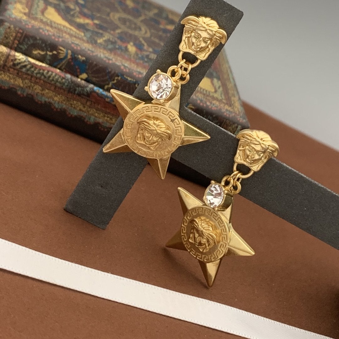 Fashion Five-pointed Star Goddess Pendant Earrings