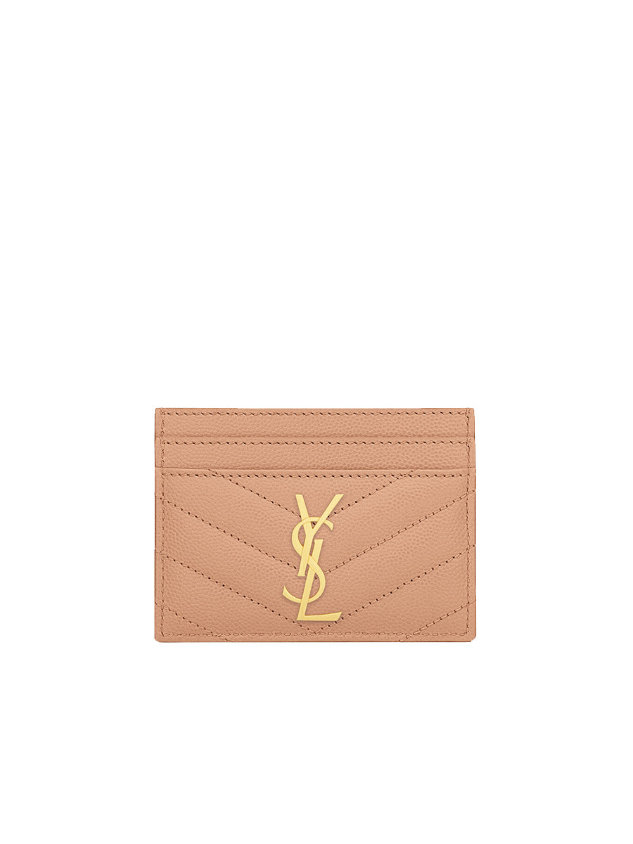 YSL Cassandre YSL Matelasse Card Case in Grain de Poudre Embossed Leather
