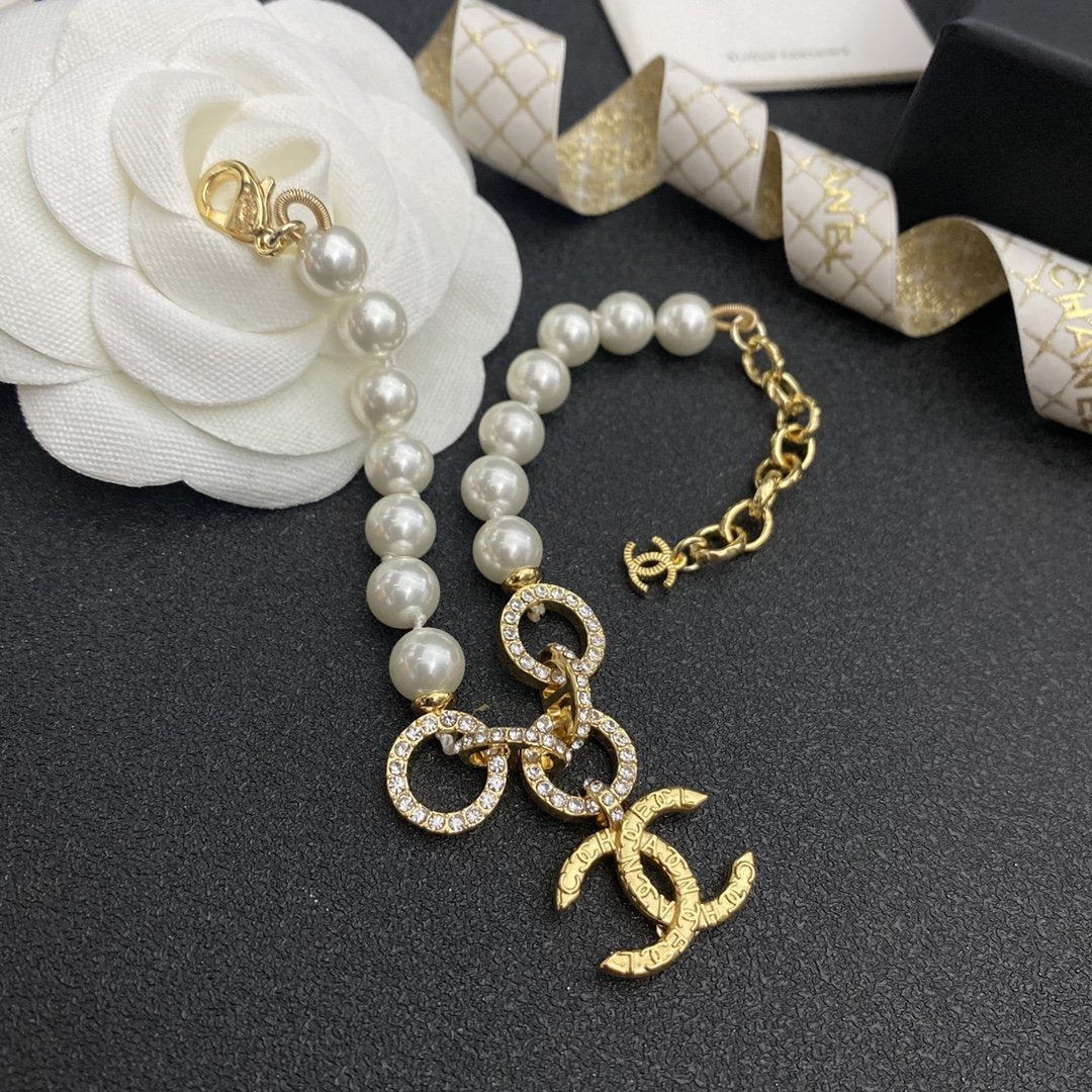 Fashion three-ring spliced pearl bracelet