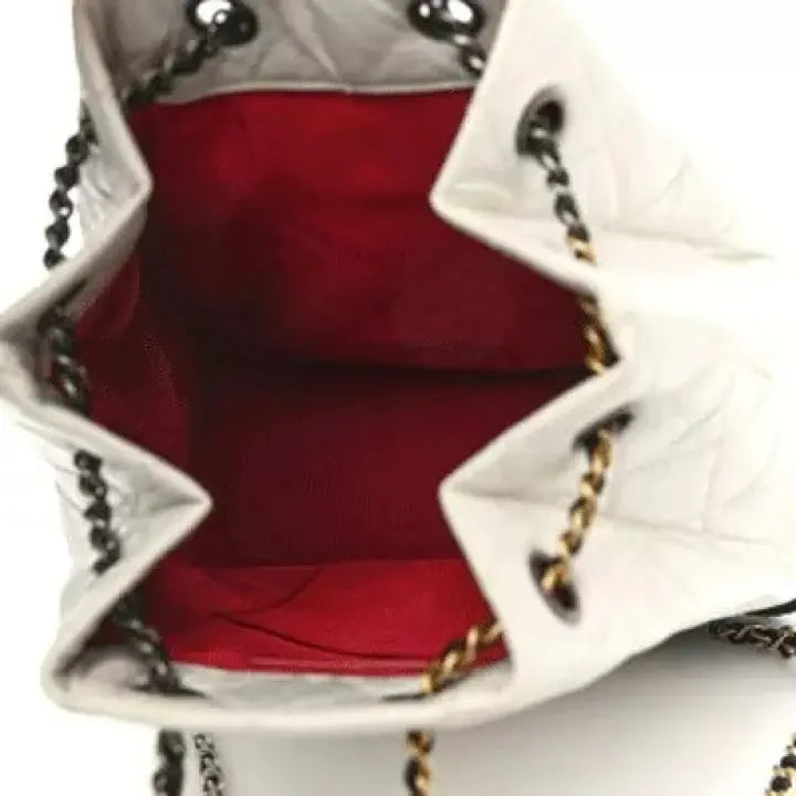 Aged Calfskin Quilted Gabrielle Backpack Black White