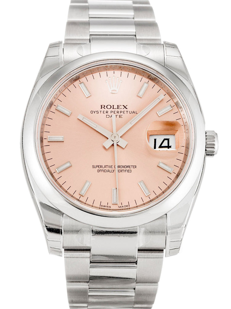 Replica Rolex Oyster Perpetual Date 34mm Salmon Dial 115200