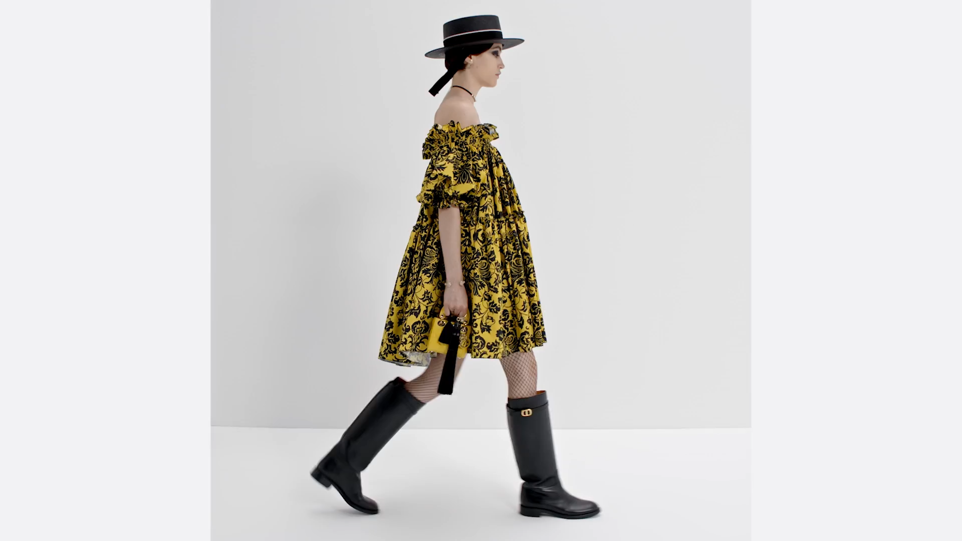 MICRO LADY DIOR BAG Yellow Cannage Lambskin