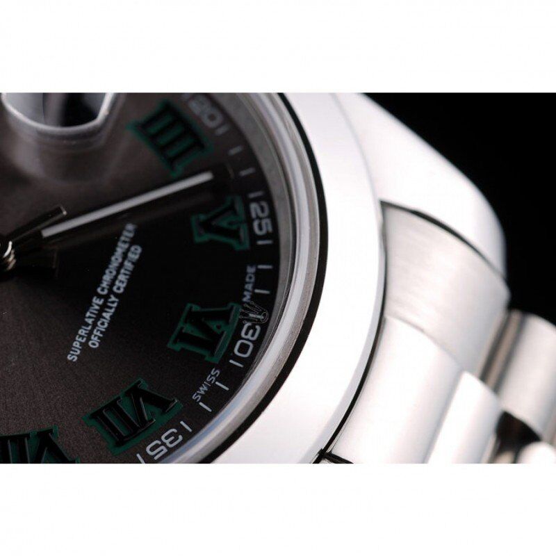 Swiss Rolex DateJust Polished Stainless Steel Bezel Grey Dial 42000