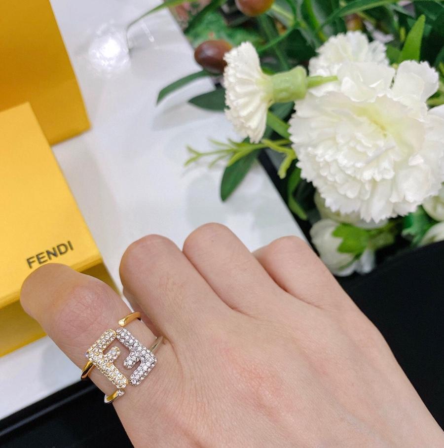 Luxury Letter Rhinestone Gold And Silver ring