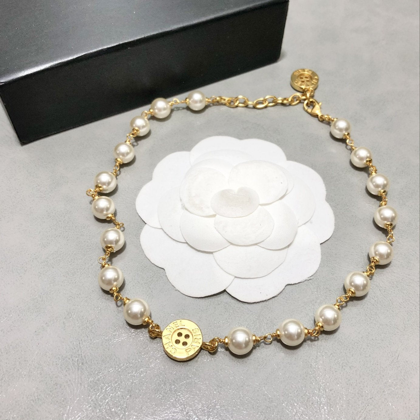 Elegant Pearl Button Pendant Necklace