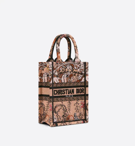 MINI DIOR BOOK TOTE PHONE BAG Powder Pink Dior Jardin Magique Embroidery (13 x 18 x 5 cm)