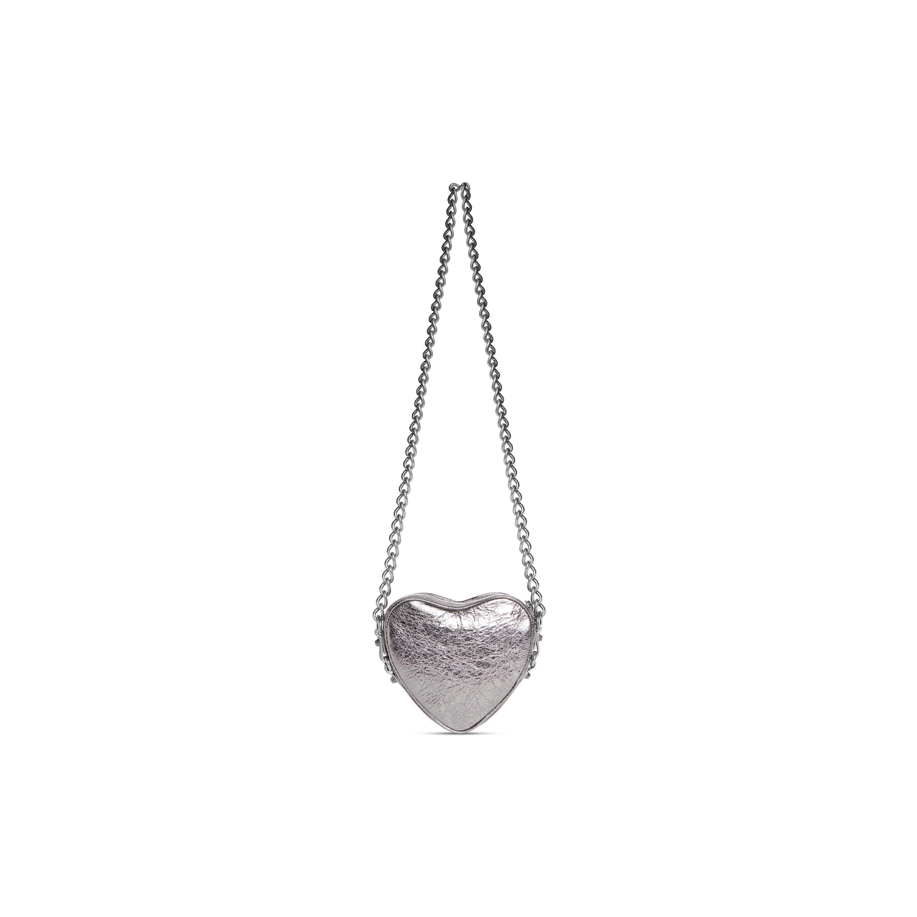 WOMEN'S LE CAGOLE HEART MINI BAG METALLIZED IN SILVER