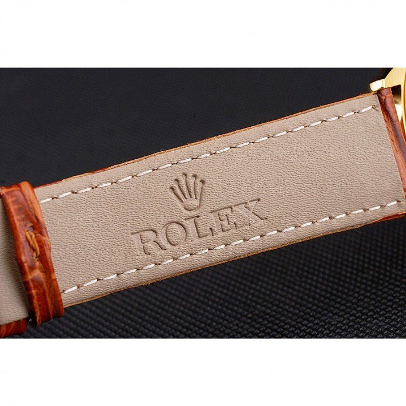 Rolex Datejust Gold Dial Gold Case Light Brown Leather Strap