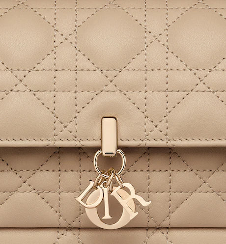 LADY DIOR CHAIN POUCH Sand-Colored Cannage Lambskin