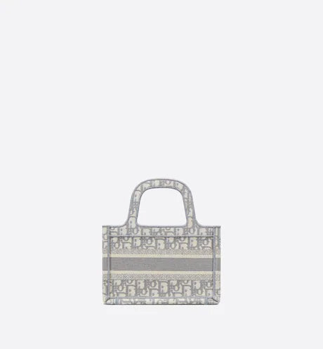 MINI DIOR BOOK TOTE Gray Dior Oblique Embroidery (22.5 x 15 x 6 cm)