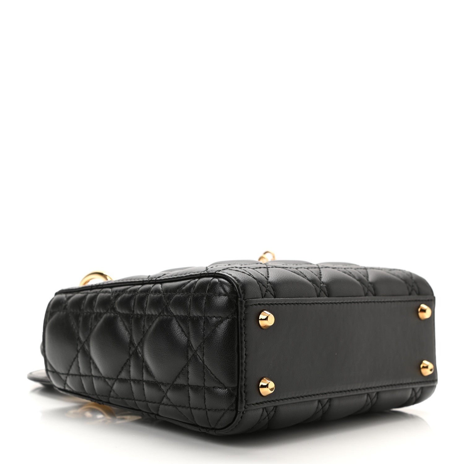 CHRISTIAN DIOR Lambskin Cannage Mini Lady Dior Black