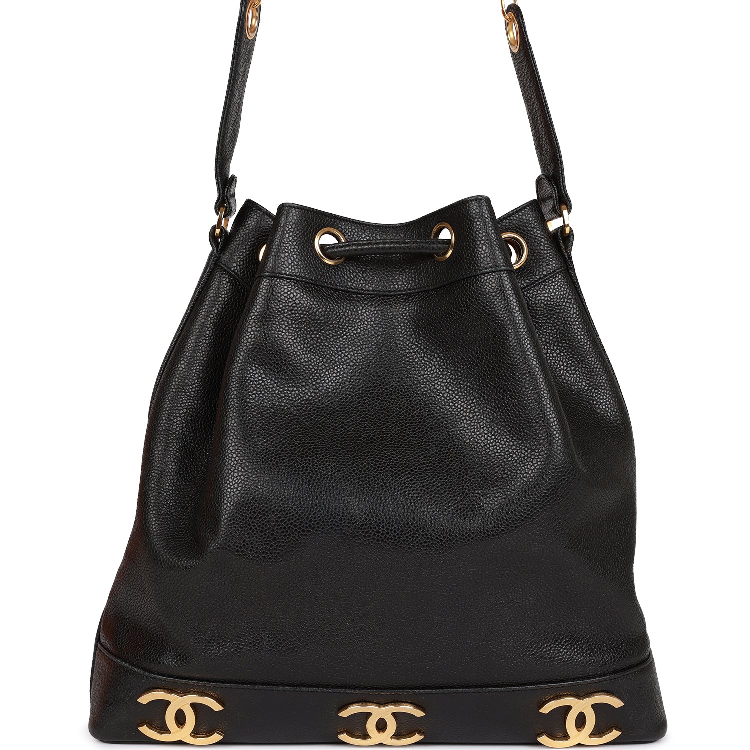 Vintage CC Bucket Bag Black Caviar Gold Hardware