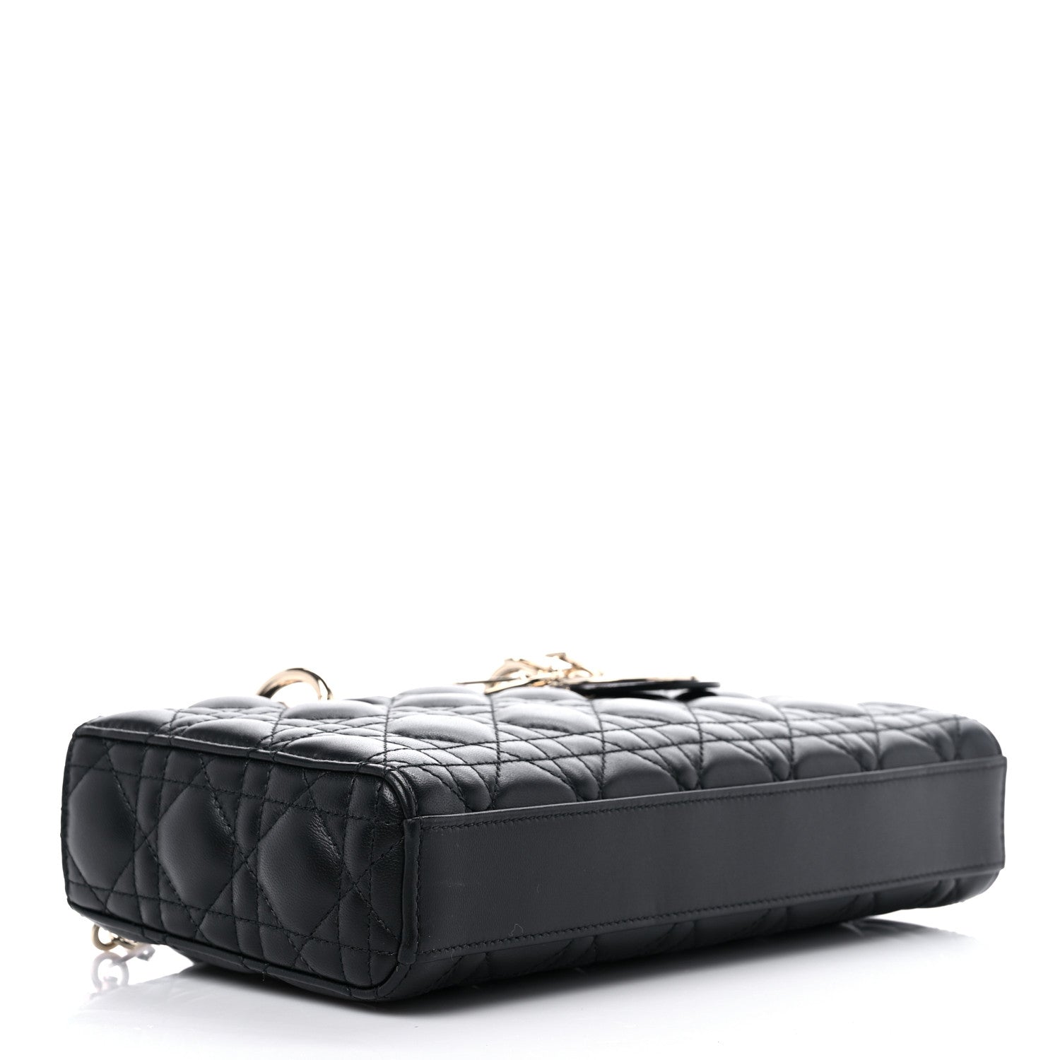 CHRISTIAN DIOR Lambskin Cannage Medium Lady D-Joy Black