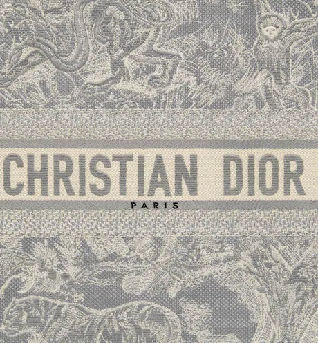 LARGE DIOR BOOK TOTE Gray Toile de Jouy Reverse Embroidery (42 x 35 x 18.5 cm)
