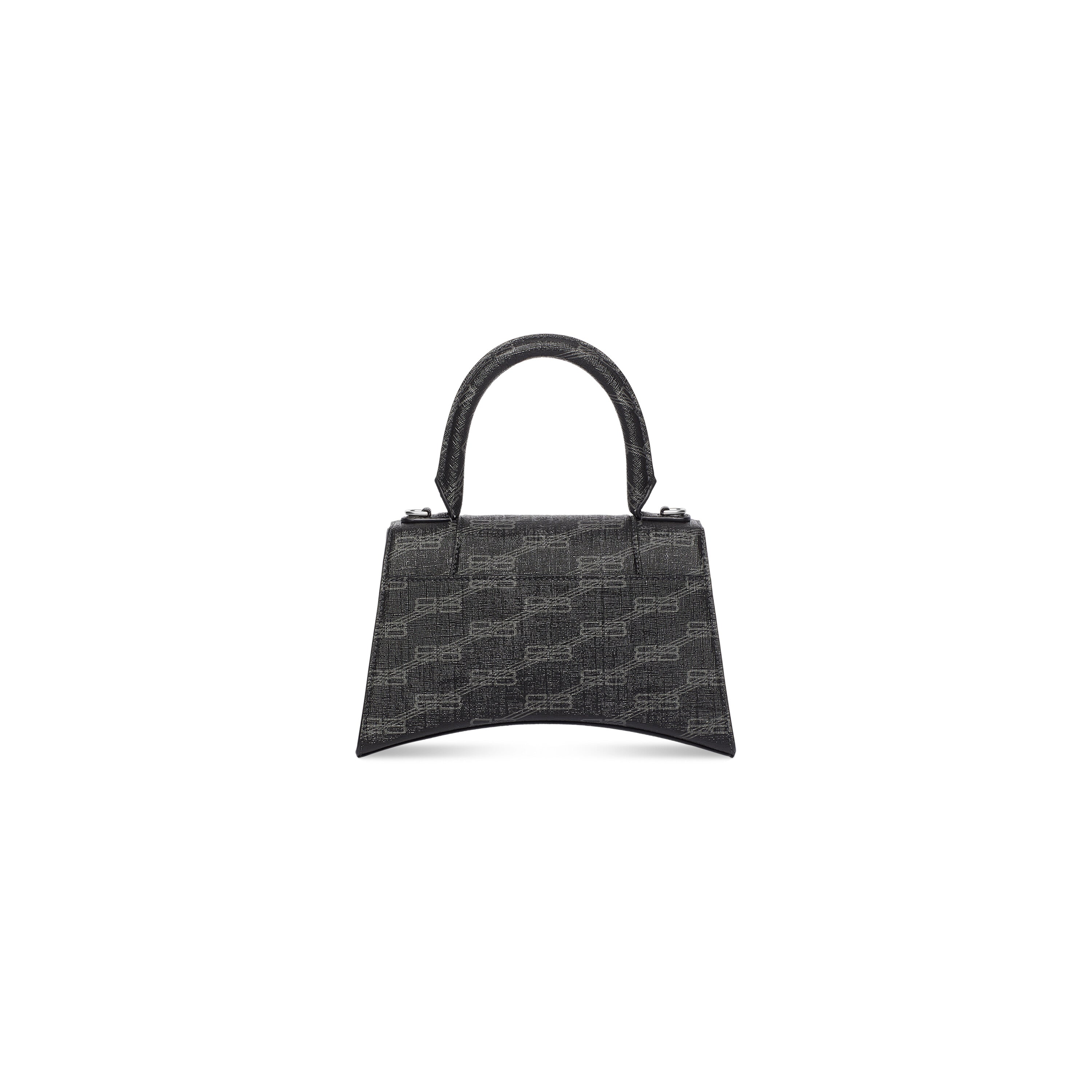 WOMEN'S HOURGLASS SMALL HANDBAG BB MONOGRAM COATED CANVAS IN BLACK