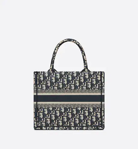 SMALL DIOR BOOK TOTE Blue Dior Oblique Embroidery (26.5 x 21 x 14 cm)