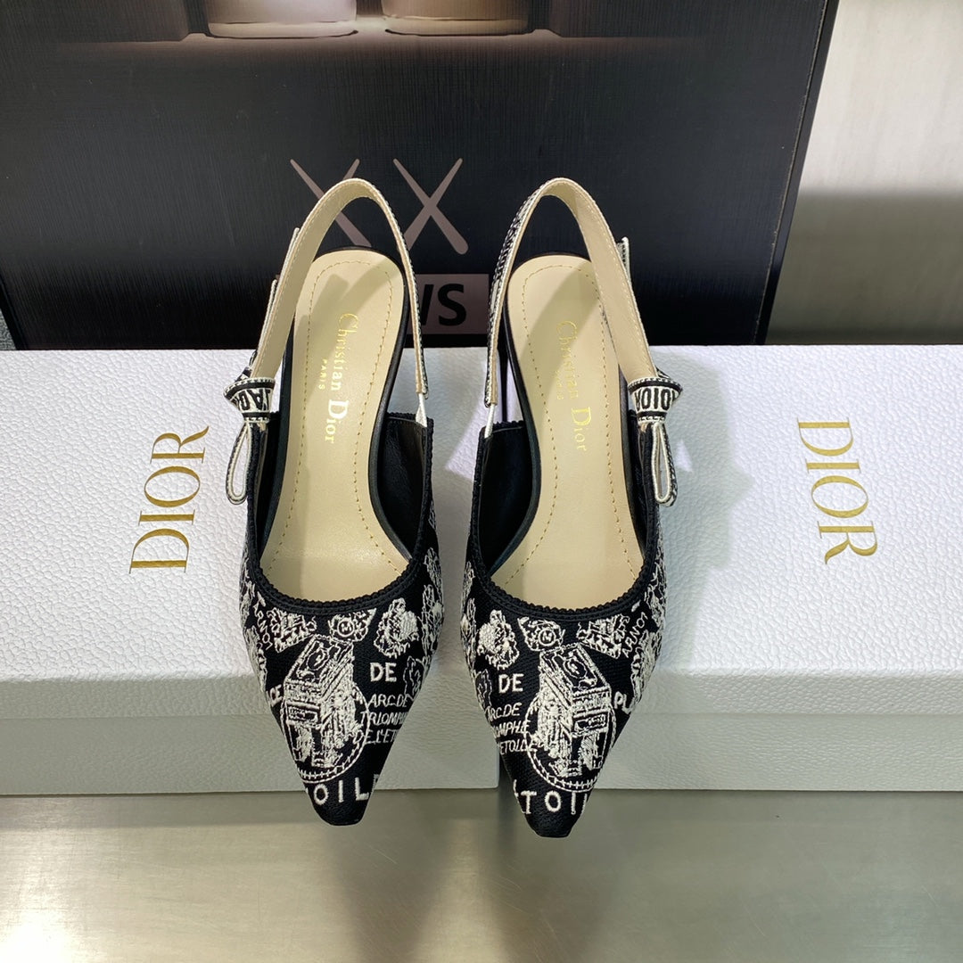 Jacquard Embroidery High Heels