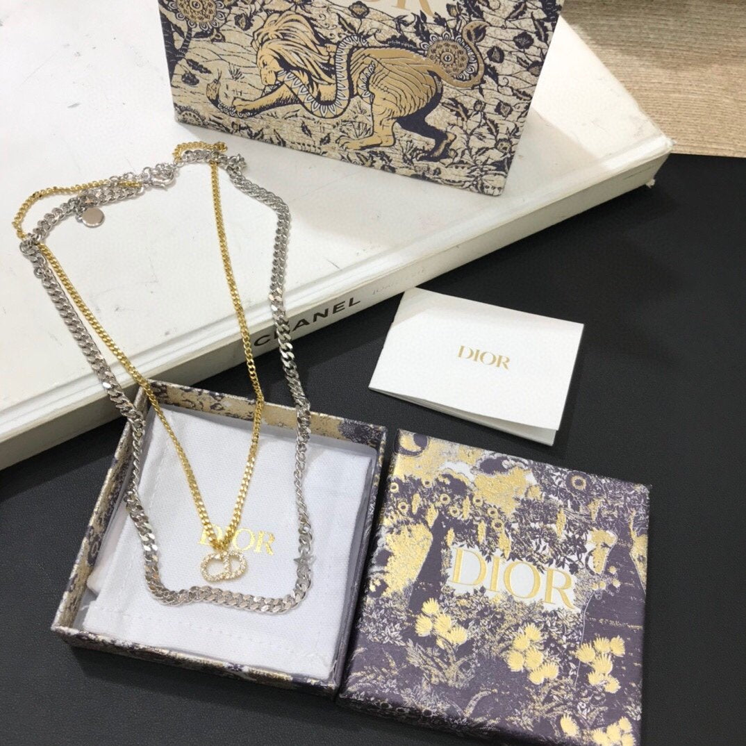 Letters. Stars. Gold And Silver Two-Tone Necklace