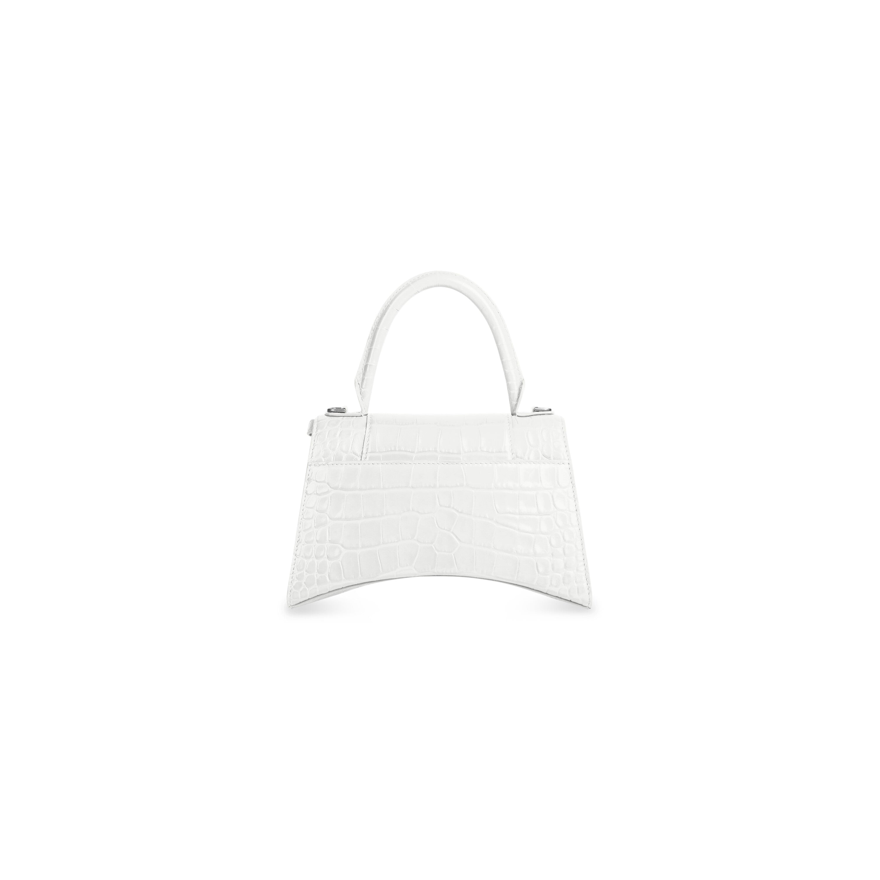 WOMEN'S HOURGLASS SMALL HANDBAG CROCODILE EMBOSSED IN WHITE