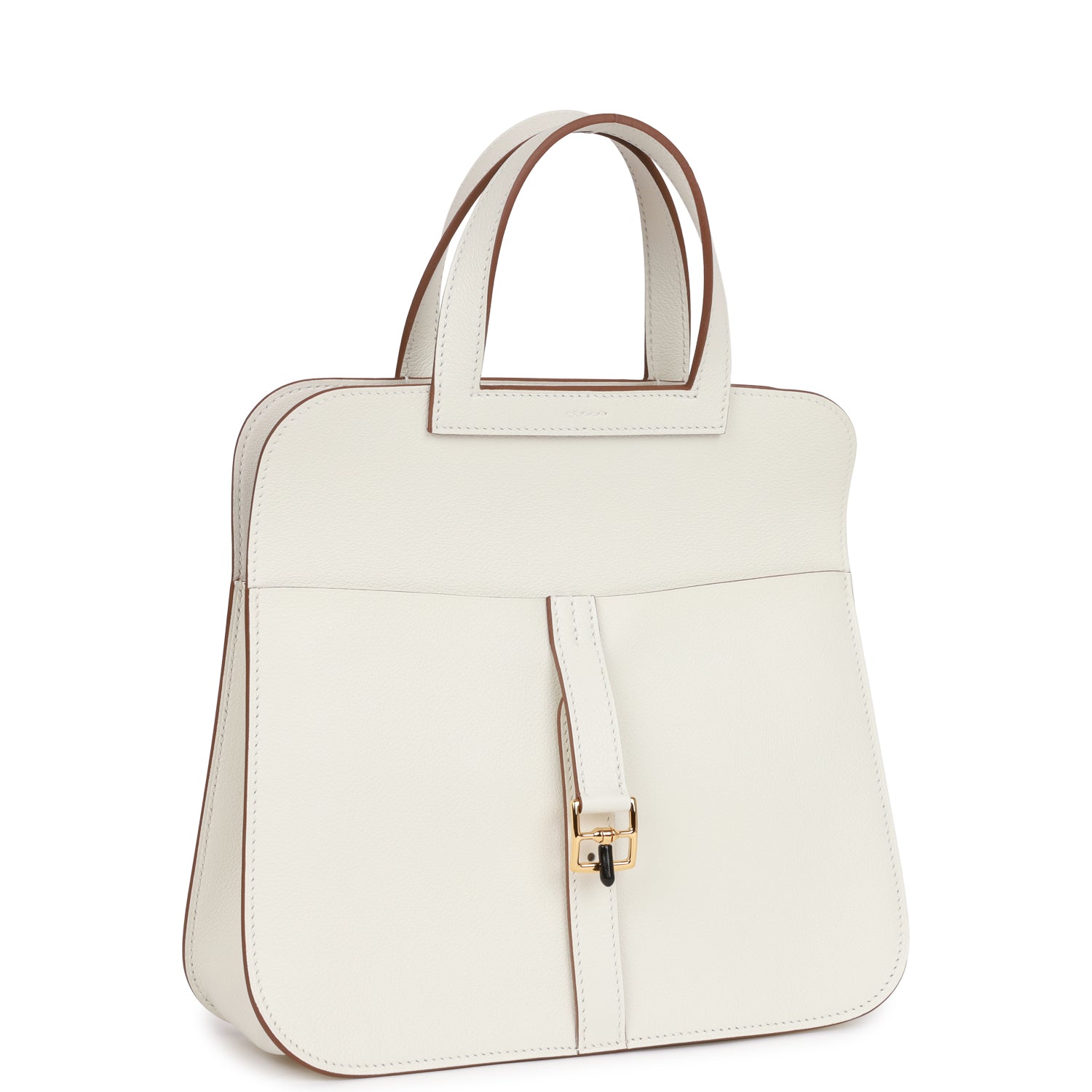 Hermès Halzan 25 White Evercolor Gold Hardware