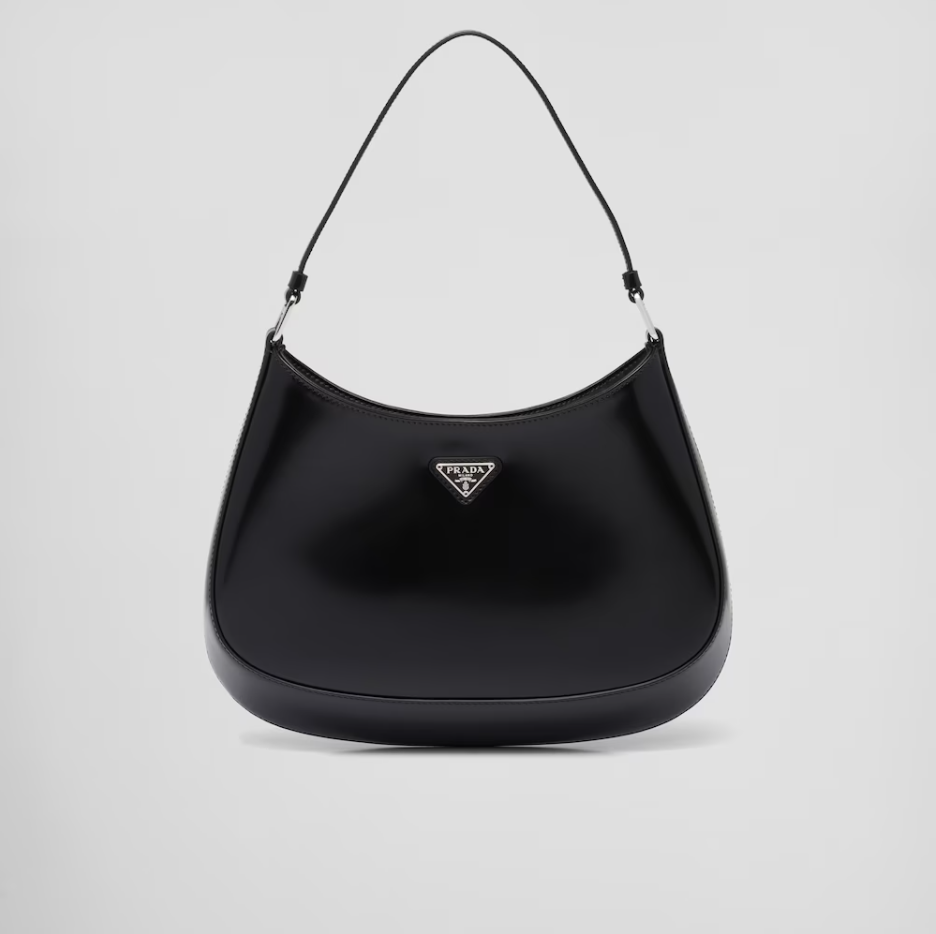 Prada Cleo brushed leather shoulder bag - Black