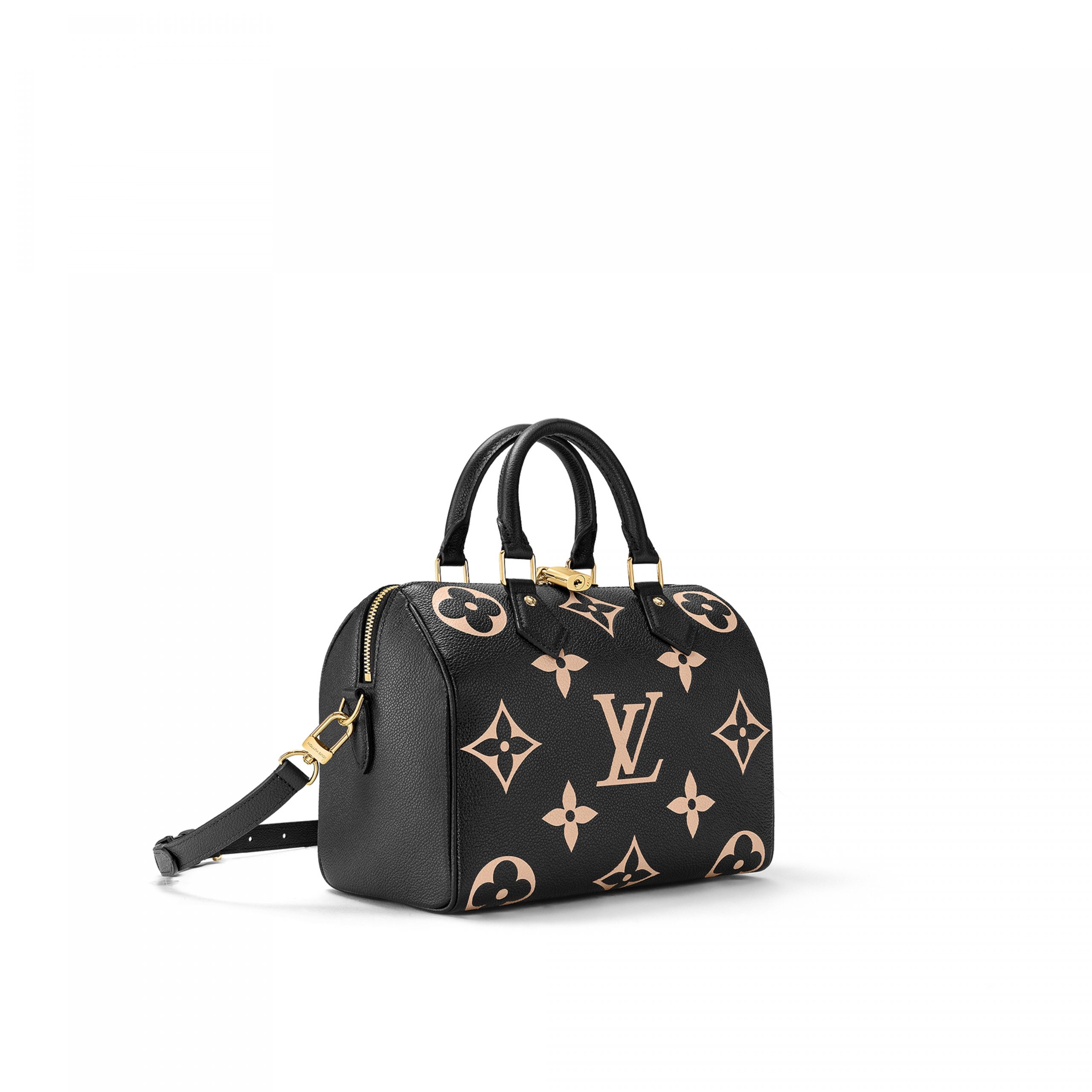 Louis Vuitton M58947 Speedy Bandoulière 25 Bicolor Monogram Empreinte Leather Black Beige