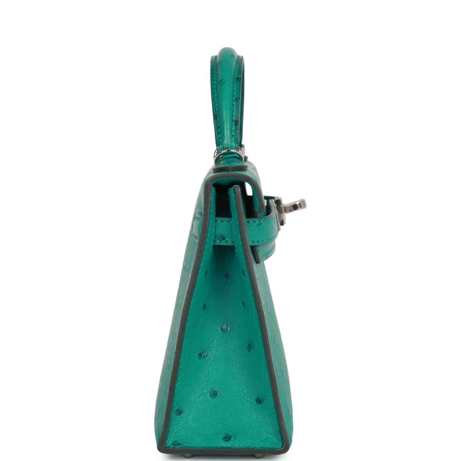 Hermès Kelly Sellier 20 Vert Verone Ostrich Palladium Hardware