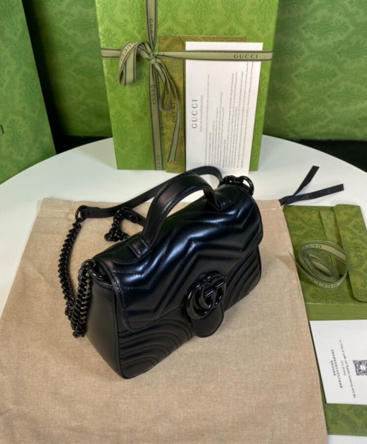 Gucci GG Marmont Mini Top Handle Bag Black
