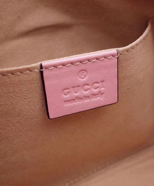 Gucci GG Marmont Silver Logo Signature Zipper Closure Chevron Design Women Fashion Small Red Quilted Leather Crossbody Bag