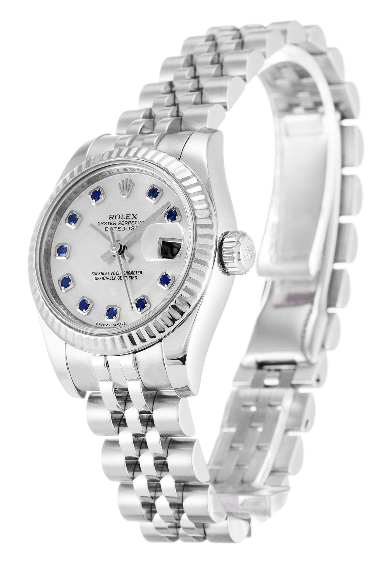 Rolex Datejust Lady Pearl-White & Sapphire Dial 179174