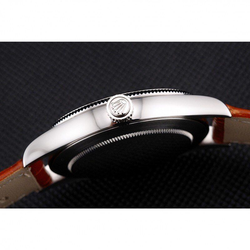 Rolex Datejust Blue Dial Stainless Steel Case Light Brown Leather Strap