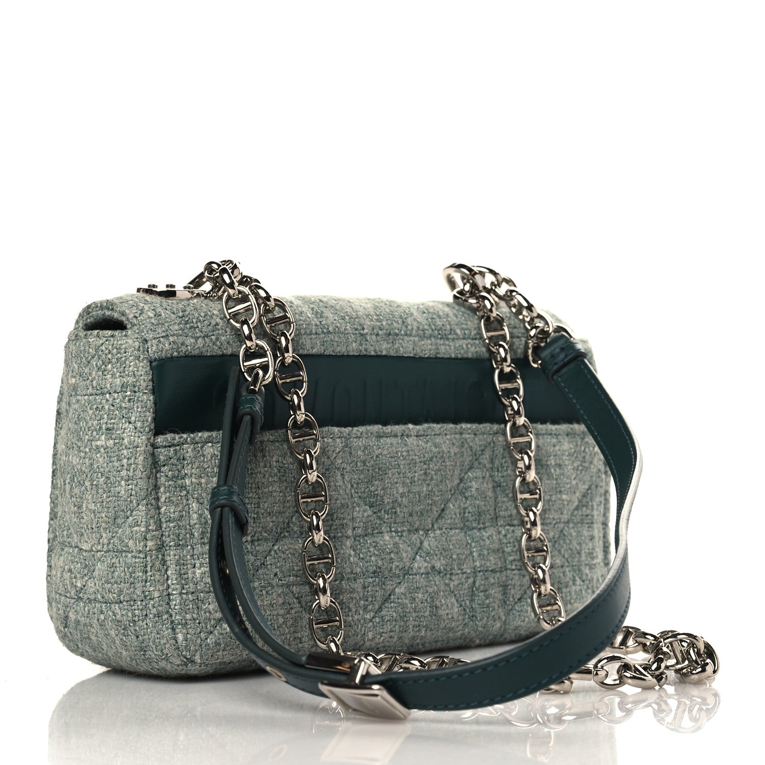 CHRISTIAN DIOR Tweed Macrocannage Small Caro Bag Light Green