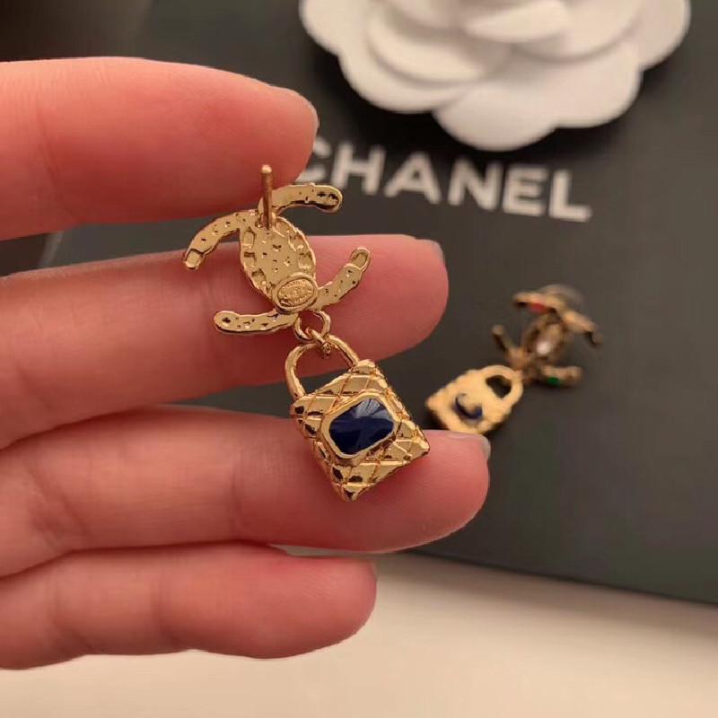 Fashion Rhinestone Lock Earrings