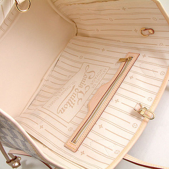 LV N51107 Neverfull MM Shoulder Bag Damier Azur Canvas