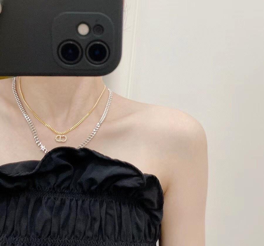 Letters. Stars. Gold And Silver Two-Tone Necklace