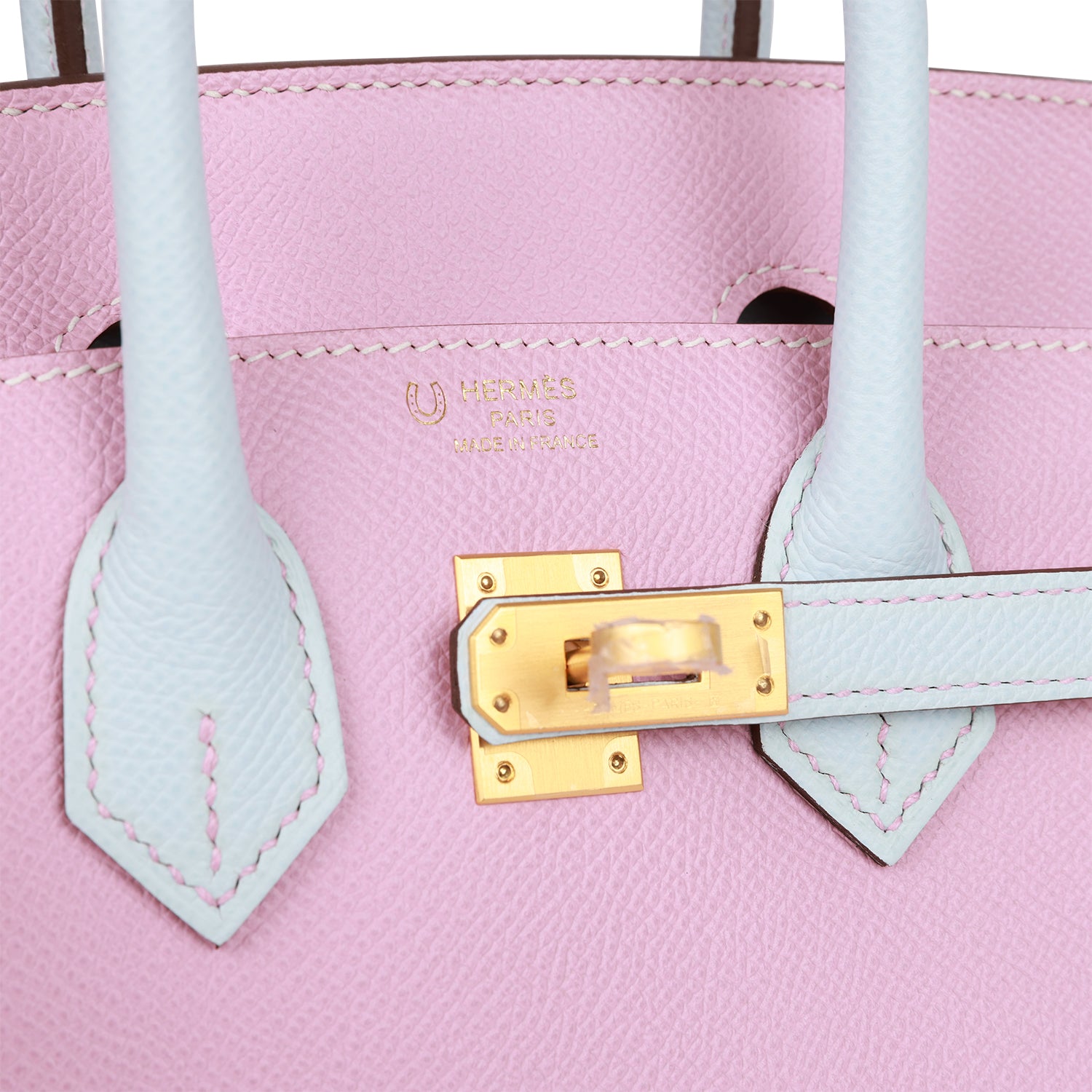 Hermès Special Order (HSS) Birkin Sellier 25 Mauve Sylvestre and Bleu Brume Epsom Brushed Gold Hardware