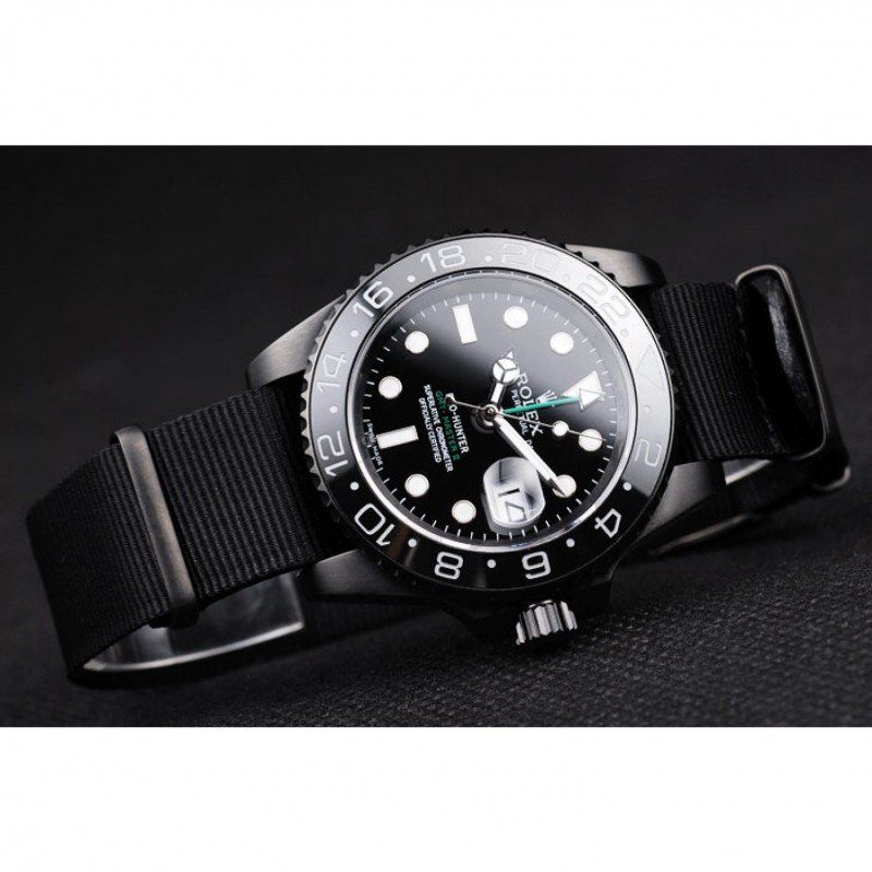 Swiss Rolex GMT Master II Pro-Hunter Black Fabric Strap Black Dial